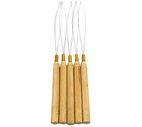 GALPADA 5 piezas Enhebrador de Aguja para Extensiones de Pelo con Mango de Madera Herramienta de Gancho DIY para Peluquería y Trenzado