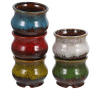 GALPADA 5 Piezas Macetas de Cerámica para Suculentas con Diseño Artesanal y Efecto Cambio de Horno Maceteros Pequeños Decorativos para Interior Protección de Raíces y Retención de Humedad