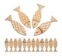GALPADA 50 Piezas de Adornos de Peces de Madera sin Terminar, Recortes Forma de Vida Marina para Manualidades Diy, Estilo Mediterráneo, Decoración Náutica Creativa, 50 Unidades