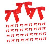 GALPADA 50 Piezas Unidades Lazos Decorativos Rojos Pequeños de Poliéster con Alambre Lazos Resistentes para Manualidades Envoltorios Bodas y Decoración DIY