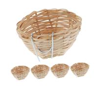 GALPADA 5piezas Nidos de Bambú Tejidos Mano para Pájaros Cueva de Cría con Gancho para Loros Periquitos Agapornis Canarios Nido Colgante Decorativo