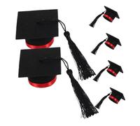 GALPADA 6 Mini Adornos para Botella Forma de Birrete de Graduación Rojo, Tapas Decorativas para Vino, Accesorios para Fiesta de Graduación, Decoración Temática Hogar y Cocina