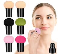 GALPADA 6 Piezas Borla de Polvo Maquillaje Forma de Hongo Esponjas Redondas para Maquillaje para Difuminar y Aplicar Polvos Rostro y Ojos