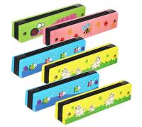 GALPADA 6 Piezas Juguetes de Armónica para Armónica de Dibujos Animados de Madera Instrumento Musical Diatónica para Practicar Casa o Fiestas