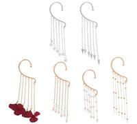 GALPADA 6 Piezas Pendientes de Flecos Largos con Clip No Piercing Diseño Ligero y Cómodo Pendientes de Cartílago para Mujeres y Niñas Fiestas y Cosplay