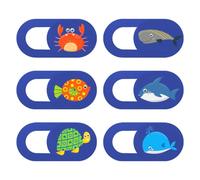 GALPADA 6 Piezas Protector Cámara Web Deslizable con Patrón de Animales Marinos de Cubierta Portátil para Privacidad y Protección contra Hackers Diseño Ligero y Fácil de Usar para