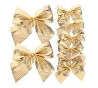GALPADA 60 Piezas Mini Lazos Navideños Dorados de Tela Flocada para Decoración de Árbol de Navidad, Diseño Elegante y Colores Duraderos, Manualidades Festivas