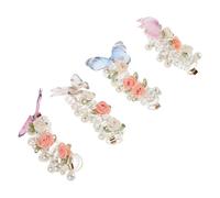 GALPADA 6piezas Coleteros de Espiral Diseño de Flor y Perla para Mujer Accesorios Cabello Espiral de Flores Rosas para Escuela y Vacaciones