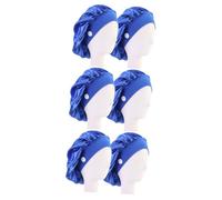 GALPADA 6piezas Gorro Elástico Redondo Para Enfermeras Diseño De Botón Gorro De Colgante y Comodidad Trabajo Médico Color Azul