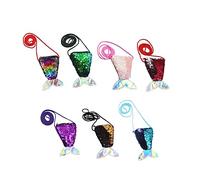 GALPADA 7 Piezas Bolsa de la Compra Bolsa de Hombro con Lentejuelas Bolso de Mano para niños School Bag Pack Escolar Tote Bandolera niña Monedero de Lentejuelas Cola de pez Bolso de Moda