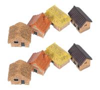 GALPADA 8 Piezas Casita Miniatura Rústica de Resina Techo de Paja para | Estilo Vintage Campestre, Acabado Fade-proof, para Fairy Garden y Bonsái