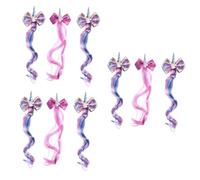 GALPADA 9piezas Horquillas De Unicornio y Lazo Para Niñas Extensiones De Peluca Coloridas y Divertidas Para Fiestas y Eventos Infantiles Clip Para Cabello Rosa y Púrpura