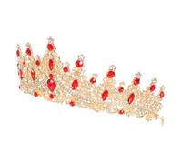 GALPADA accesorio para el cabello tiara de diamantes de imitación de la reina tiara de certamen barroca de cumpleaños Crown Barroque Tiara Aleación de zinc rojo