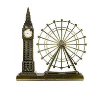 GALPADA Adorno de Aleación de Zinc Recuerdo Británico Diseño Realista del Reloj Monumental y Noria de Londres, Versátil para Estantes y Gabinete