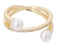 GALPADA Anillo de Moda Cruzado Ajustable para Mujer Perla Vintage Abierto Joyería Fiesta Obsequio Tamaño Único