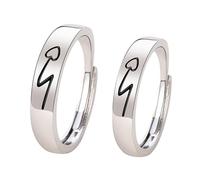 GALPADA Anillos Ajustables para 2 Piezas Diseño Corazón Abierto, Anillo de Dedo Ligero y Resistente, Alianzas de Románticas para Aniversario y Regalos Originales