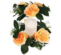 GALPADA Anillos de Velas de Flores Artificiales de Seda, Decoración Exquisita para Centros de Mesa, Paquete de 2 Piezas Adecuado para Regalos y Adornos Decorativos
