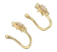 GALPADA Anillos Nasales Falsos Forma de U 2 Piezas con Estrellas Microengastadas de Circonita Clip Ergonómico sin Perforación para Mujer Joyería Ligera y Segura para Fiestas y Uso