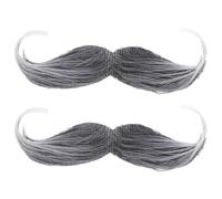 GALPADA Bigote Falso Negro Curvado hacia Arriba 2 Piezas, Barba Postiza Adhesiva Realista para Cosplay y Fiesta de Halloween, Accesorio de Vello Facial para Disfraz y Maquillaje