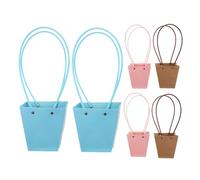 GALPADA Bolsas de Papel Kraft para Regalos de Fiesta 6 Piezas Asas Impermeables Tamaño 12X8X125 CM Colores Original Rosa y Azul Claro Ideales para San Valentín y Cumpleaños