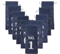 GALPADA Bolsas de Vino de Arpillera Cordón Ajustable, Set de 10 Unidades en Color Azul Marino, Bolsa Decorativa para Botellas de Vino Ideales para Obsequio y Degustación