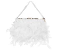GALPADA Bolso Bandolera de Moda para Mujer Cadena de Perlas y Diseño de Pavo Real, Bolso Blanco Adecuado para Fiesta y Eventos Elegantes