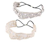 GALPADA Bonitas Diademas para Mujer Juego de 2 Diademas de Encaje Y Beige Tocados de Moda para Niñas para Fiestas Y Bodas