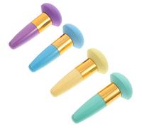 GALPADA Borlas de Polvo Esponjosas Mango 4 Unidades Tamaño Compacto para Polvos Sueltos Mujeres Uso Diario y Viaje Colores Verde, Morado, Amarillo y Azul
