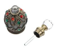 GALPADA Botella de Perfume Vacía de Vidrio de 15 Ml, Diseño Vintage Acabado en Cobre Antiguo, Rellenable para Aceites Esenciales, Portátil para Viajes y Decoración del Hogar