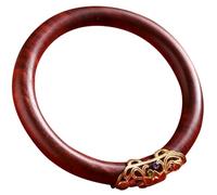GALPADA Brazalete de Madera Natural Redondo Diseño de Flor de Loto, Pulsera Étnica para Mujer en Playa y Día de San Valentín, Diámetro 60 MM