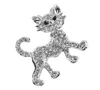 GALPADA Broche De Gato Gemas De Imitación Encantador De Aleación Brillante Para Mujer Accesorio De Ropa Boda y Fiesta Tamaño Pequeño Color Plata