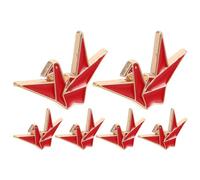 GALPADA Broche Decorativo de Aleación en Forma de Grulla Origami Roja Set de 6 Piezas Pin Divertido y Genial para Ropa Mujer Mochila y Accesorios de Moda
