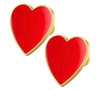 GALPADA Broches de Solapa de Aleación Esmaltados en Forma de Corazón Rojo Set de 2 Piezas para Mujer Accesorios de Joyería para San Valentín Fiestas Bodas y Día Caídos