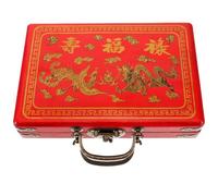 GALPADA Caja de Almacenamiento de Madera para Mahjong con Diseño Retro Contenedor Rectangular Portátil para Fichas y Accesorios para Guardar y Organizar y Otros Objetos Pequeños el Hogar