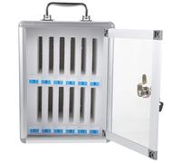 GALPADA Caja de Bloqueo para Teléfono Móvil con Múltiples Ranuras, Aleación de Aluminio y Fibra de Madera, Resistente Asa, Adecuado para Oficina o Escuela