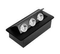 GALPADA Caja de Conexión Emergente Oculta para Escritorio Negro 3 Enchufes Europeos y Estructura de Aleación de Aluminio para Sala de Conferencias