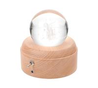 GALPADA Caja de Música Bola de Cristal Rotatoria y Luz Nocturna LED Decorativa para Oficina y Estantería, Lámpara de Proyección Pequeña de Madera y Cristal
