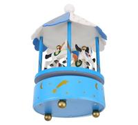 GALPADA Caja de Música Giratoria de Carrusel de Madera Caballo Tallado, Mecanismo de Cuerda, Decoración Elegante para Sala y Habitación Infantil