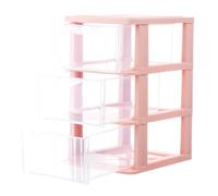 GALPADA Caja Organizadora Cajones Transparentes de Plástico PP Rosa | Diseño Modular de 3 Niveles, Compartimentos Independientes, para Maquillaje, Joyas y Escritorio