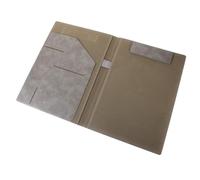 GALPADA Carpeta de Portafolio A4 de Piel Pu Gris Elegante, Organizador Multifuncional Clips Metálicos, Ranuras para Tarjetas y Portalápices Flexible para Oficina y Reuniones Profesionales