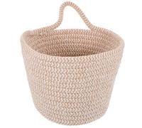 GALPADA Cesta Colgante de Cuerda de Algodón Blanca, Cesta Tejida para Almacenamiento y Organización Multifuncional, Adecuado para Escritorio, Plantas y Decoración del Hogar