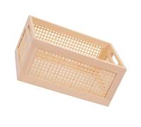 GALPADA Cesto de Almacenamiento Tejido de Bambú y Madera Resistente para Oficina y Hogar, Organizador Chic para Maquillaje y Objetos Varios Beige