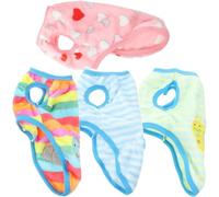 GALPADA Chaleco de Invierno para Perros Pequeños L 4 Piezas de Franela Cálida sin Mangas Diseños de Corazón, Oruga, Caballo de Madera y Caracol para Mascotas, Ropa Transpirable