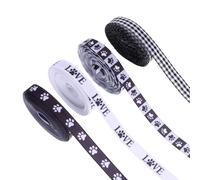 GALPADA Cinta Decorativa Huellas de Perro 10 MM 4 Rollos de Satén para Manualidades y Envoltorios en Fiestas Temáticas de Animales y Amantes de Perros