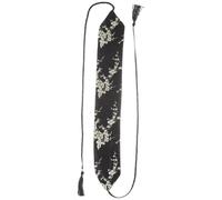GALPADA Cinturón Hanfu Ancho Bordado con Borlas Negro Cinturón de Cintura para Mujer Accesorio de Vestuario Japonés y Chino Antiguo Transpirable para Kimono y Vestido Tradicional