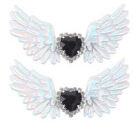 GALPADA Clips para Zapatos de Tacón Alas de Ángel Góticas, Adornos Joyería para Zapatos Planos, Accesorios Decorativos Gemas de Imitación para Fiesta y Disfraz, 1 Par Plateado