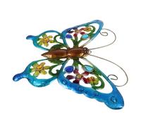 GALPADA Colgante de Pared de Hierro Diseño de Lagarto y Figura Azul Acrílica, Decoración de Jardín y Patio Resistente y Decorativa para Exteriores, Arte Mural Metálico para Hogar y