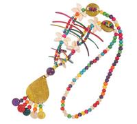 GALPADA Collar Bohemio de Madera Conchas de Playa para Mujer, Collar Largo Amarillo Estilo Étnico, Collares para Mujer Hipoalergénicos, Joyería de Algodón y Lino para Uso Diario