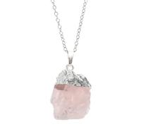 GALPADA Collar Colgante de Amatista Irregular de Piedra en Bruto Rosa para Equilibrio Emocional y Apoyo Circulatorio en Relaciones Familiares