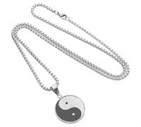 GALPADA Collar de Acero Inoxidable Tai Chi para Hombre Colgante Yin Yang de Protección Espiritual Joyería Símbolo Chino para Motociclista Collar Simple de Cadena Pulida